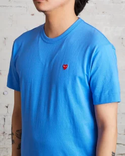 Discount Comme des Garçons PLAY Small Red Woven Heart T-Shirt Blue