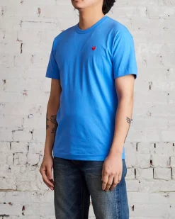 Discount Comme des Garçons PLAY Small Red Woven Heart T-Shirt Blue