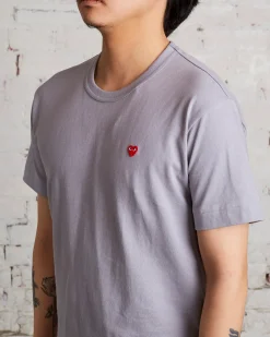Fashion Comme des Garçons PLAY Small Red Woven Heart T-Shirt Grey