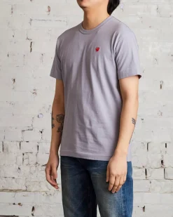 Fashion Comme des Garçons PLAY Small Red Woven Heart T-Shirt Grey