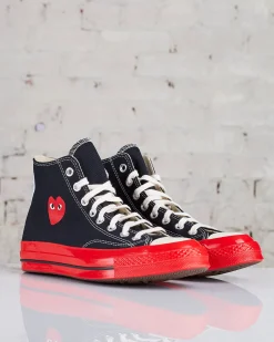 Best Comme des Garçons PLAY x Converse Chuck Taylor Red Sole Black High