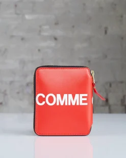Sale Comme des Garçons WALLET Huge Logo Zip Wallet Red