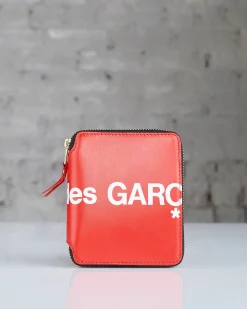 Sale Comme des Garçons WALLET Huge Logo Zip Wallet Red