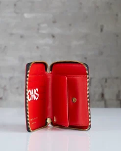 Sale Comme des Garçons WALLET Huge Logo Zip Wallet Red