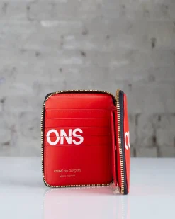 Sale Comme des Garçons WALLET Huge Logo Zip Wallet Red