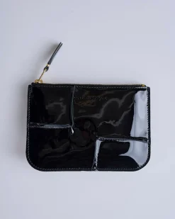 Fashion Comme des Garçons WALLET Reversed Hem Zip Mini Pouch Black