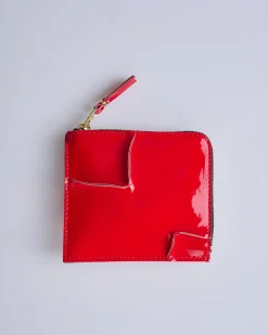 Best Comme des Garçons WALLET Reversed Hem Zip Around Wallet Red