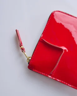 Best Comme des Garçons WALLET Reversed Hem Zip Around Wallet Red