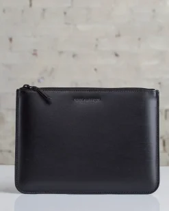 Sale Comme des Garçons WALLET Very Black Leather Line Large Zip Pouch