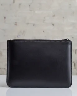 Sale Comme des Garçons WALLET Very Black Leather Line Large Zip Pouch