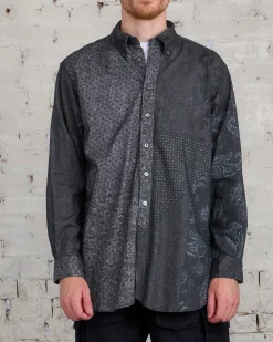 Online Engineered Garments 19 Century BD Button Shirt Black Grey Block