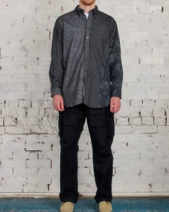 Online Engineered Garments 19 Century BD Button Shirt Black Grey Block