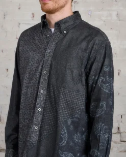 Online Engineered Garments 19 Century BD Button Shirt Black Grey Block