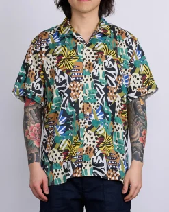 Outlet Engineered Garments Camp Button Shirt African Patch Print Multi