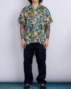 Outlet Engineered Garments Camp Button Shirt African Patch Print Multi