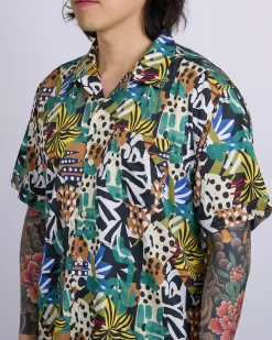 Outlet Engineered Garments Camp Button Shirt African Patch Print Multi