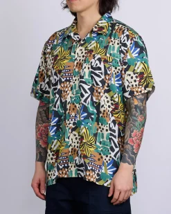 Outlet Engineered Garments Camp Button Shirt African Patch Print Multi