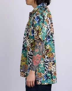 Outlet Engineered Garments Camp Button Shirt African Patch Print Multi