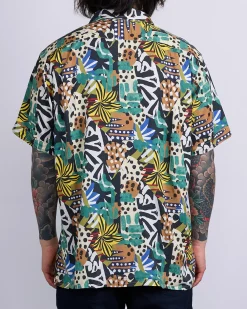 Outlet Engineered Garments Camp Button Shirt African Patch Print Multi