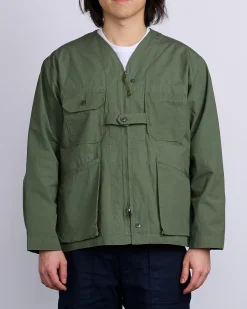 Discount Engineered Garments Cardigan Jacket Cotton Ripstop Olive