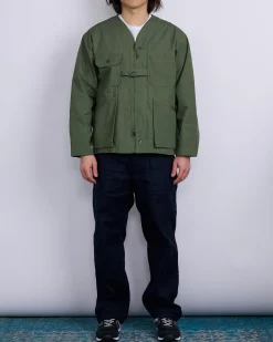 Discount Engineered Garments Cardigan Jacket Cotton Ripstop Olive