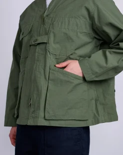 Discount Engineered Garments Cardigan Jacket Cotton Ripstop Olive