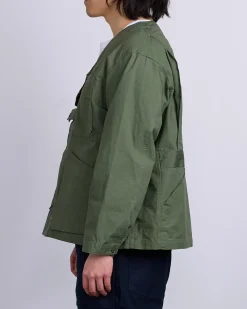 Discount Engineered Garments Cardigan Jacket Cotton Ripstop Olive