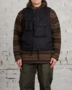 New Engineered Garments Cover Vest Poly Fake Suede Black