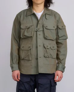 Discount Engineered Garments Explorer Jacket PC Iridescent Heavy Twill Olive