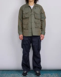 Discount Engineered Garments Explorer Jacket PC Iridescent Heavy Twill Olive