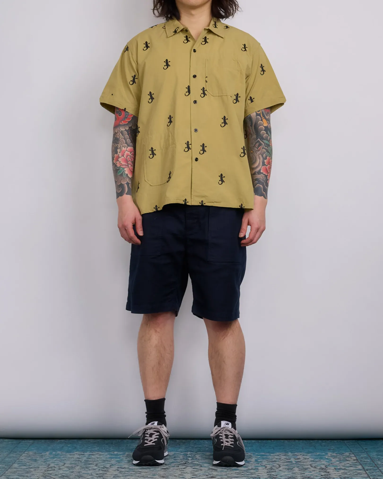 New Engineered Garments Fatigue Short CL Java Cloth Dark Navy