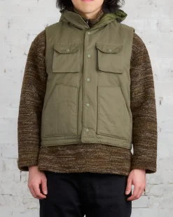 Outlet Engineered Garments Field Vest Olive PC Coated Cloth