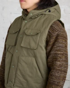 Outlet Engineered Garments Field Vest Olive PC Coated Cloth