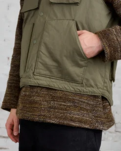 Outlet Engineered Garments Field Vest Olive PC Coated Cloth