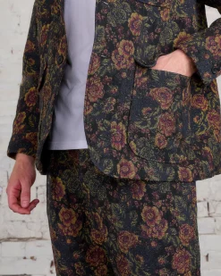 Fashion Engineered Garments Loiter Jacket CP Floral Jacquard Black Gold