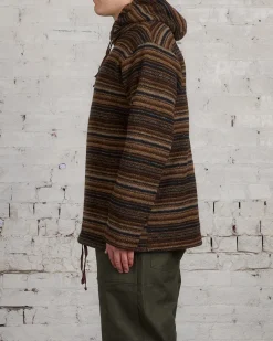 Fashion Engineered Garments Long Sleeve Hoody Fairisle Stripe Brown