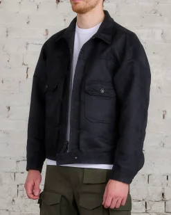Outlet Engineered Garments Trucker Jacket Poly Fake Suede Black