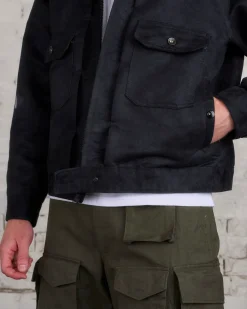 Outlet Engineered Garments Trucker Jacket Poly Fake Suede Black