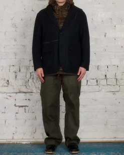 Online Engineered Garments Zip Jacket Poly Wool Flannel Black