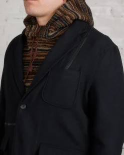 Online Engineered Garments Zip Jacket Poly Wool Flannel Black