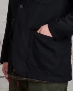 Online Engineered Garments Zip Jacket Poly Wool Flannel Black