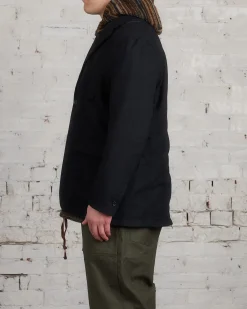 Online Engineered Garments Zip Jacket Poly Wool Flannel Black