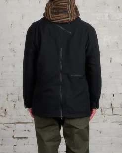 Online Engineered Garments Zip Jacket Poly Wool Flannel Black