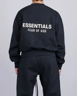 Sale Fear of God Essentials Classic Crewneck Bevel Jet Black