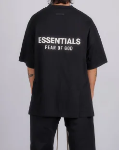 Clearance Fear of God Essentials Jersey Logo T-Shirt Black