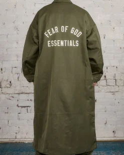 Best Fear of God Essentials Textured Nylon Trench Coat Military