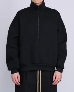 Discount Fear of God Half-Zip Fleece Mockneck Pullover Black