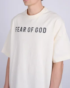 Fashion Fear of God Heavyweight Jersey Logo T-Shirt Cream/Black