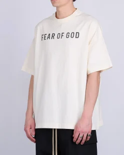 Fashion Fear of God Heavyweight Jersey Logo T-Shirt Cream/Black