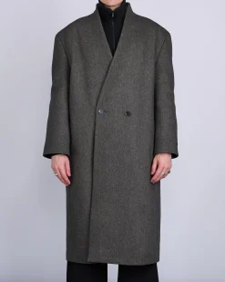 Clearance Fear of God Lapelless Coat Miltary Wool Dark Olive